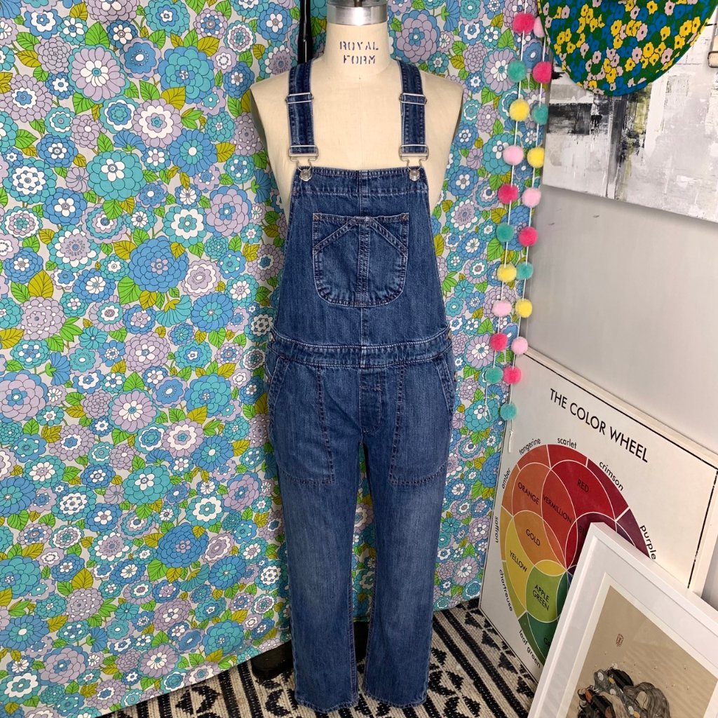 Gap Relaxed Fit Denim Medium Indigo Overalls SizeXs